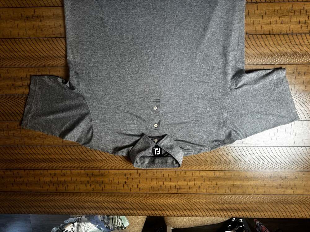 FootJoy Men's Performance Heathered Grey Short Sleeve Golf Polo Shirt Size XL